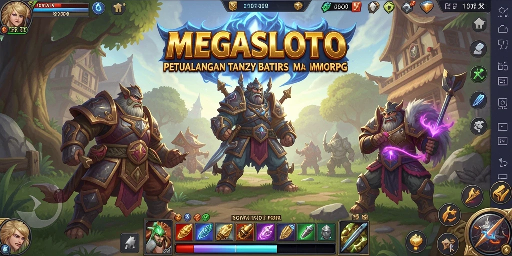 Tampilan gameplay <strong>MEGASLOTO</strong> yang memukau dalam dunia MMORPG.