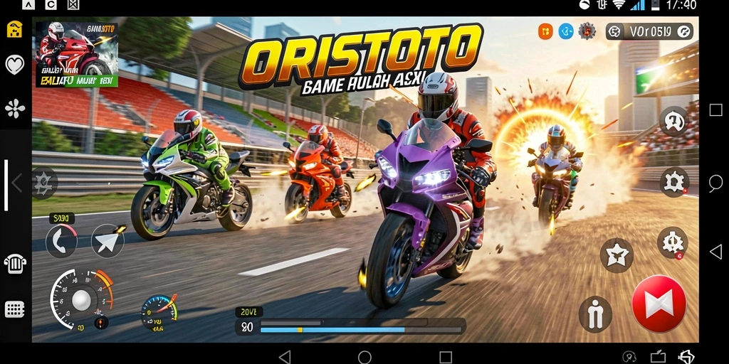 Tangkapan layar gameplay ORISTOTO yang menegangkan di trek balap.