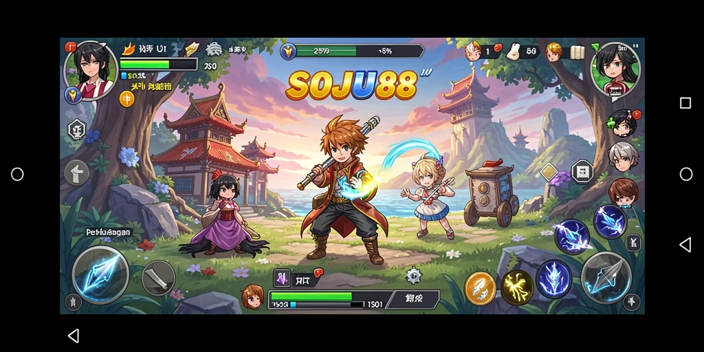 Screenshot menampilkan karakter Anime dalam aksi pertarungan seru.