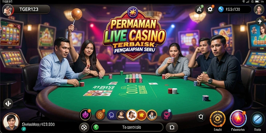 Tampilan gameplay TGER123 menampilkan dealer profesional dan meja permainan yang menarik.